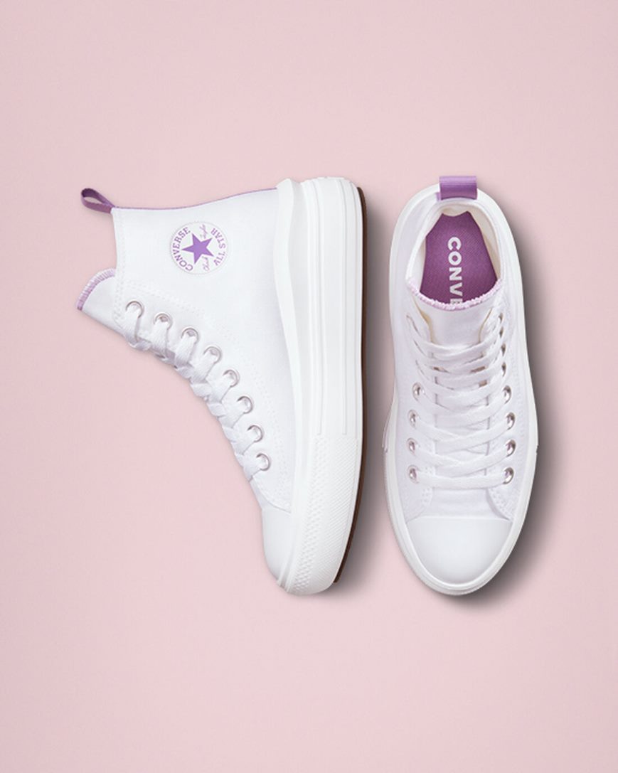 Topanky Na Platforme Converse Chuck Taylor All Star Move Vysoke Dievcenske Biele Nachový Biele | SK QSNIZ3